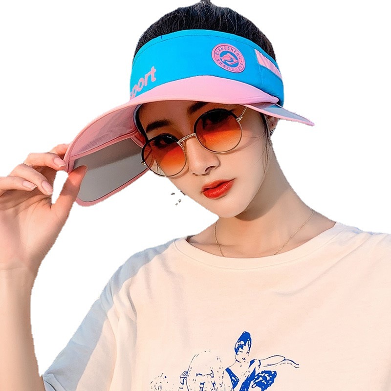 Sun Hat Women's Summer Sun Protection Big Edge Empty Top Hat Outdoor Cycling Face Covering Sun Hat Retractable Fashion Baseball Cap