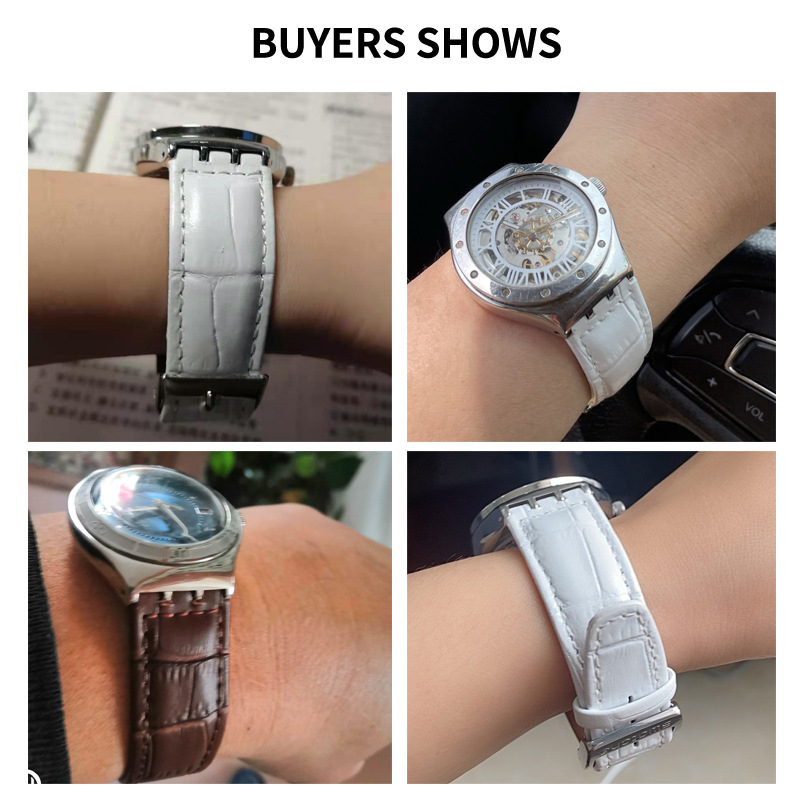 Suitable for Swatch Leather Strap Pin Buckle Women's SwatchYCS YAS YGS Bracelet 17 19mm Bump Interface