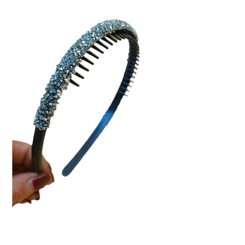 Light luxury socialite rhinestone thin headband temperament niche design diamond hairpin face wash forehead fixed hair pressing headband
