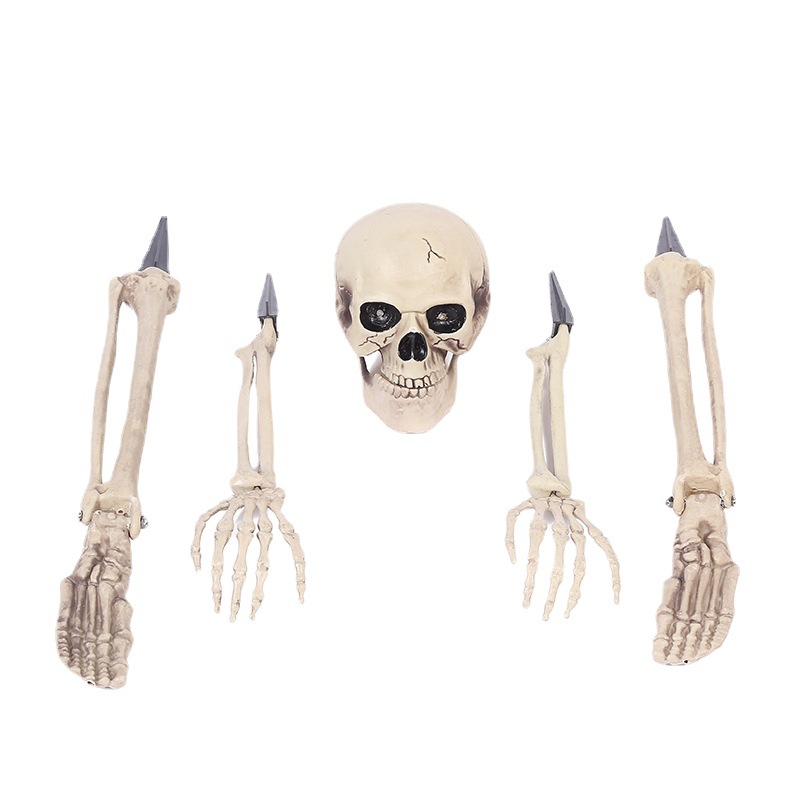 New Halloween Purple Luminous Hand-in-Hand Timing Skeleton Three-Piece Set Trick Simulation Arm Skeleton
