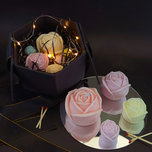 Three letter rose candle silicone mold DIY to put Rose Ice Cube mold Valentine rose gypsum mold