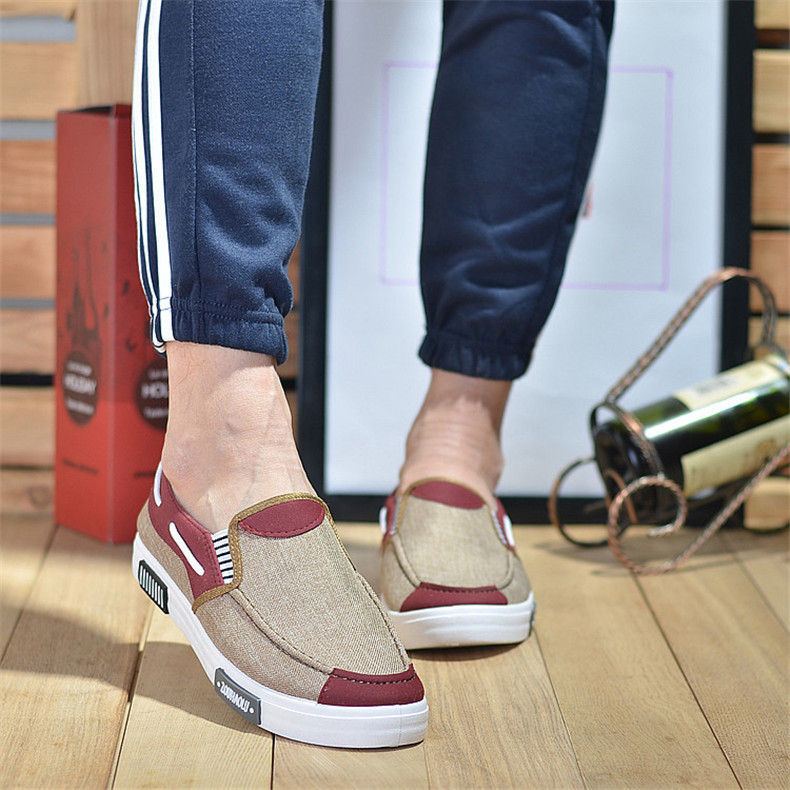 Men's Canvas Shoes Breathable Old Beijing Cloth Shoes Slip-on Casual Single-layer Shoes Cross-border Low-top All-match Shoes Trendy Hair-generation Shoes
