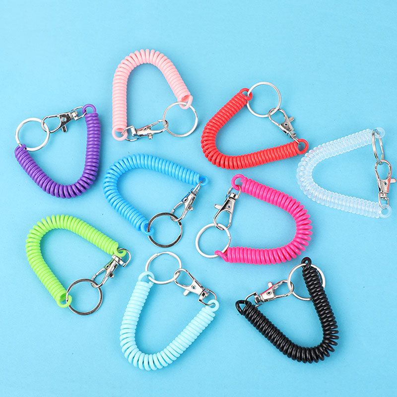 Spring rope key chain color keychain fishing lost rope telephone line keychain wholesale factory direct sales