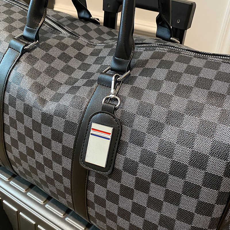 Large Capacity travel bag men's business travel city travel bag fashion chessboard Plaid portable crossbody Sports Fitness Bag