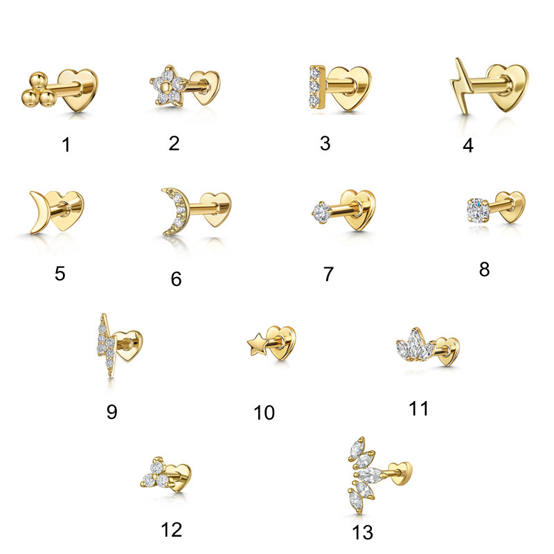 Europe and the United States hot selling S925 sterling silver INS style simple diamond personality cartilage puncture love thread puncture ear bone nail