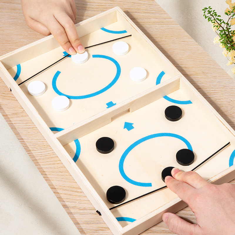 Cross-border new playing chess hockey game children's educational hand-eye coordination training wooden toys wholesale