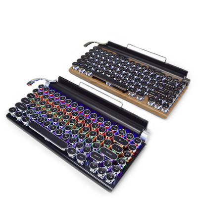 Cross-border Source Punk Retro Mechanical Keyboard E-sports Game Internet Cafe Wired Wireless Bluetooth Green Axis Mechanical Keyboard