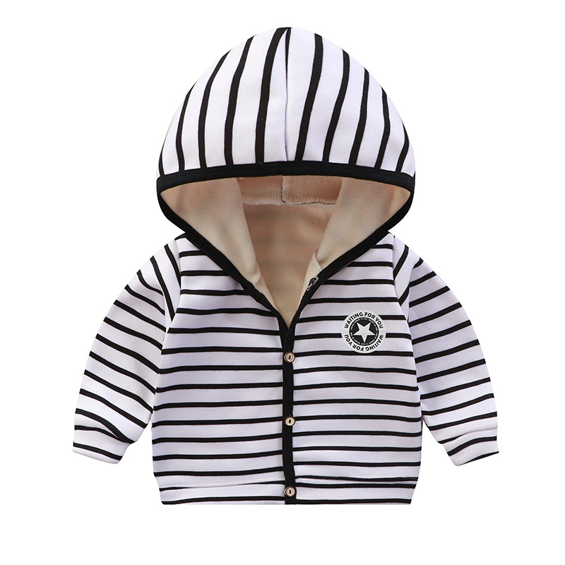 Children's clothing new autumn and winter boys' fleece jacket infant hooded sweater baby girls' cardigan jacket one-piece delivery