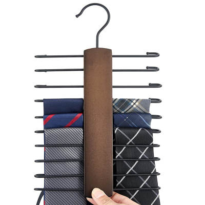 Solid Wood Collar Rack 20 Hook Retro Color Bow Ties Collar Belt Hanging Belt Storage Rack Men's Wardrobe Space-saving