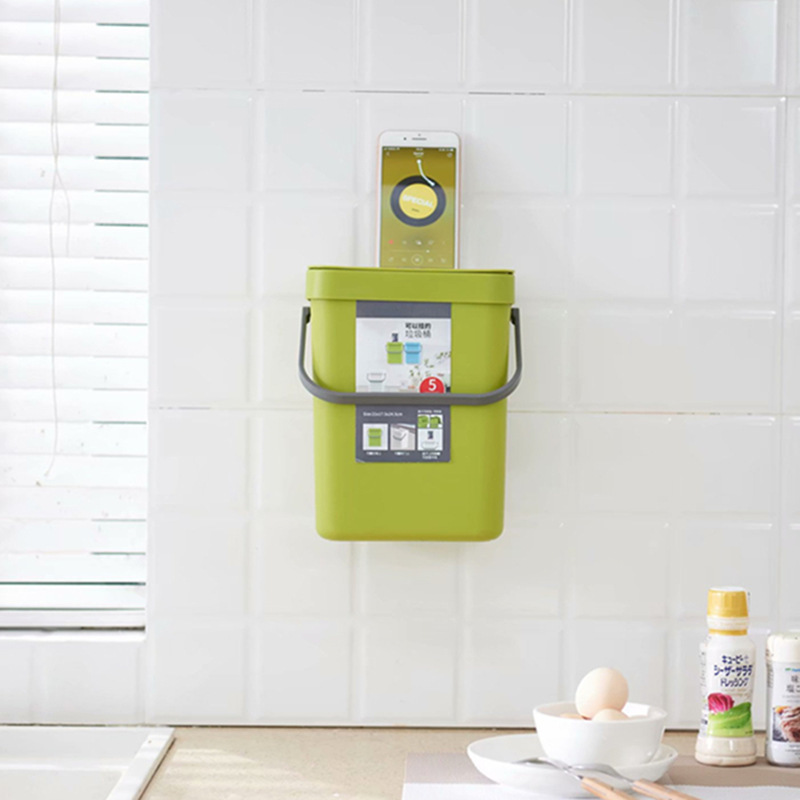 家庭用壁掛けゴミ箱キッチン寝室プラスチック蓋付きゴミ箱クロスボーダー|undefined