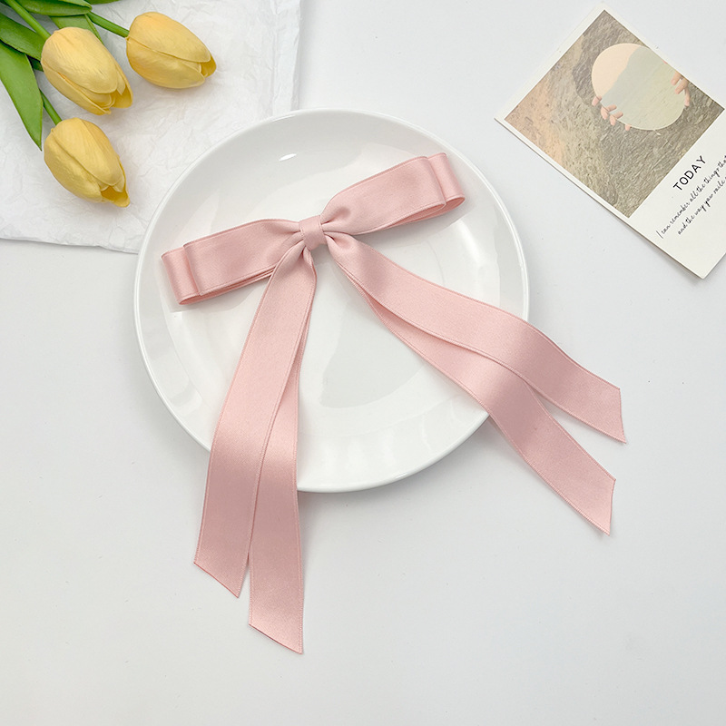 Doppellagige Haarspange mit Schleife im koreanischen Stil für Damen, Ballettmädchen, seitliche Klammer am Hinterkopf, schlichtes, allgleiches Haar-Accessoire_voghion.com
