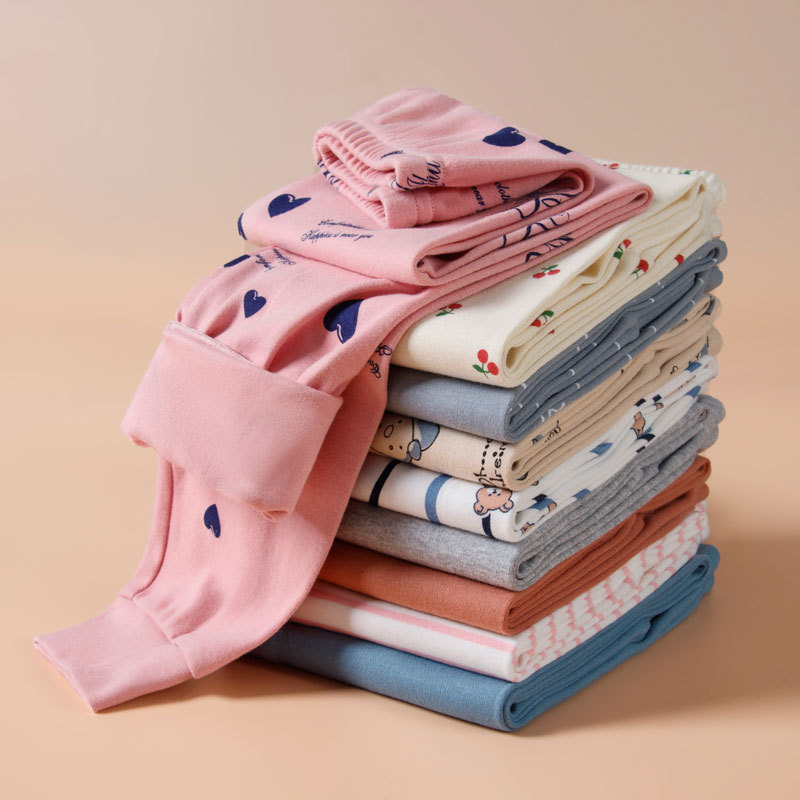 Children's Cotton Wool Pants for Autumn and Winter Children's Cotton Soft Breathable Autumn Pants Baby's Printed Warm Home Pajama Pants