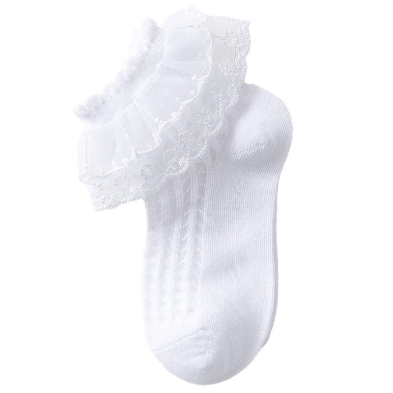 Girls Lace Socks Summer Thin Mesh Breathable White Dance Socks Princess Spring and Autumn Girls Cotton Children Socks