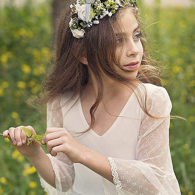 New European and American Cross-border Children's Wedding Dress Girls' Lace Long Sleeve Birthday Performance Simple Princess Long Dress