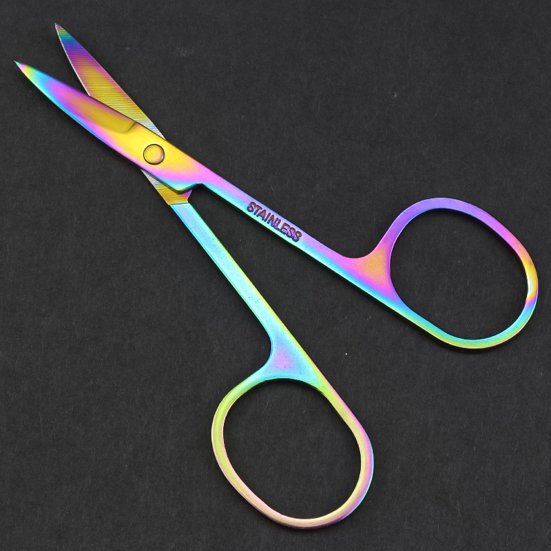 Stainless steel 2.0 mirror light sanding nose hair tip scissors round head nose hair trimming small scissors beauty makeup tools eyebrow scissors a scissors