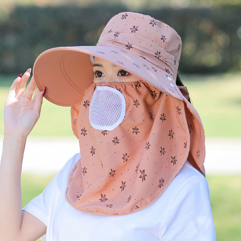 Sun Hat Women's Sunscreen Face-Covering Anti-Ultraviolet Big Brim Tea-Picking Hat Neck Riding Hat Women's Summer Cool Hat Wholesale