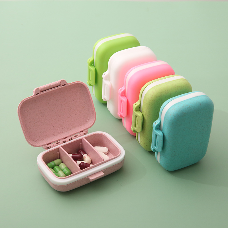 Portable mini medicine box moisture-proof medicine box rectangular three-compartment medicine box morning, middle and evening medicine storage box wholesale