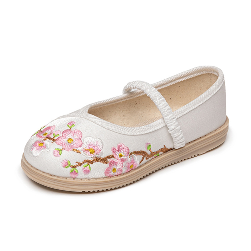 Hanfu Shoes Girls' Embroidered Shoes Baby's Antique Children's Old Beijing Cloth Shoes Ancient Chinese Style with Horse Face Skirt Shoes