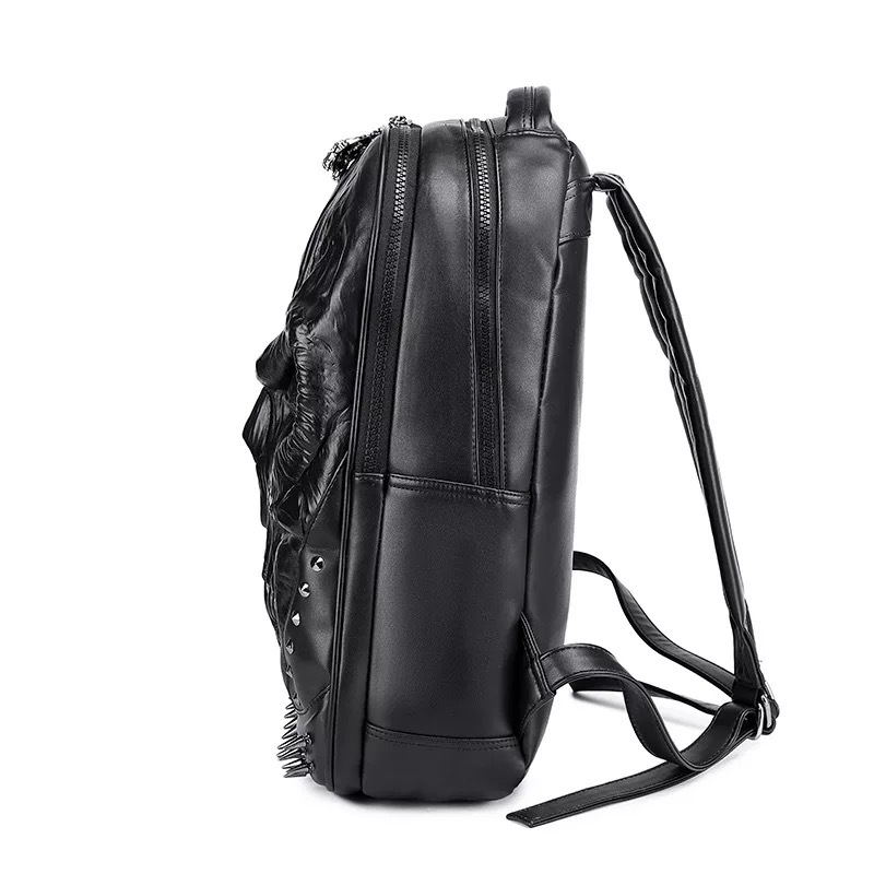 European and American grimace men's shoulder bag fashion three-dimensional relief skull bag Street trend characteristic shoulder bag backpack