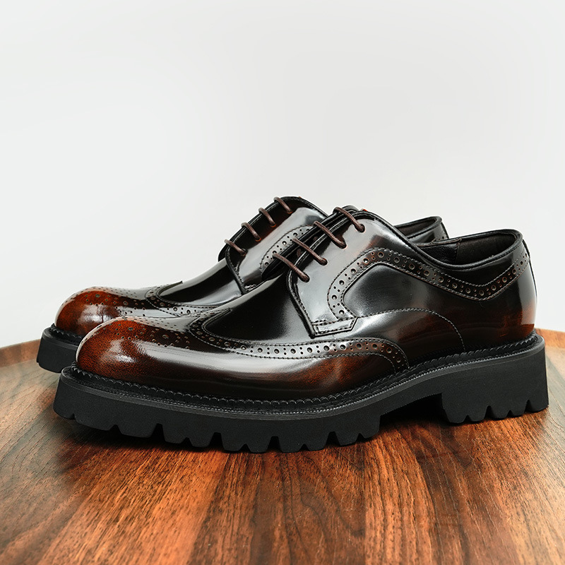 [vip for] patent leather bright leather shoes men's increased thick-soled formal wear business leather British carved brogue