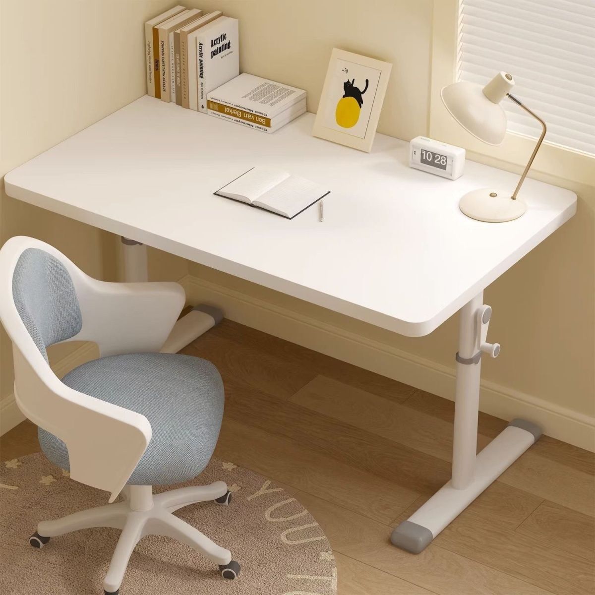 Computer Desk Simple Desk Hand-cranked Lifting Home Children's Study Desk Bedroom Desktop E-sports Meeting Table