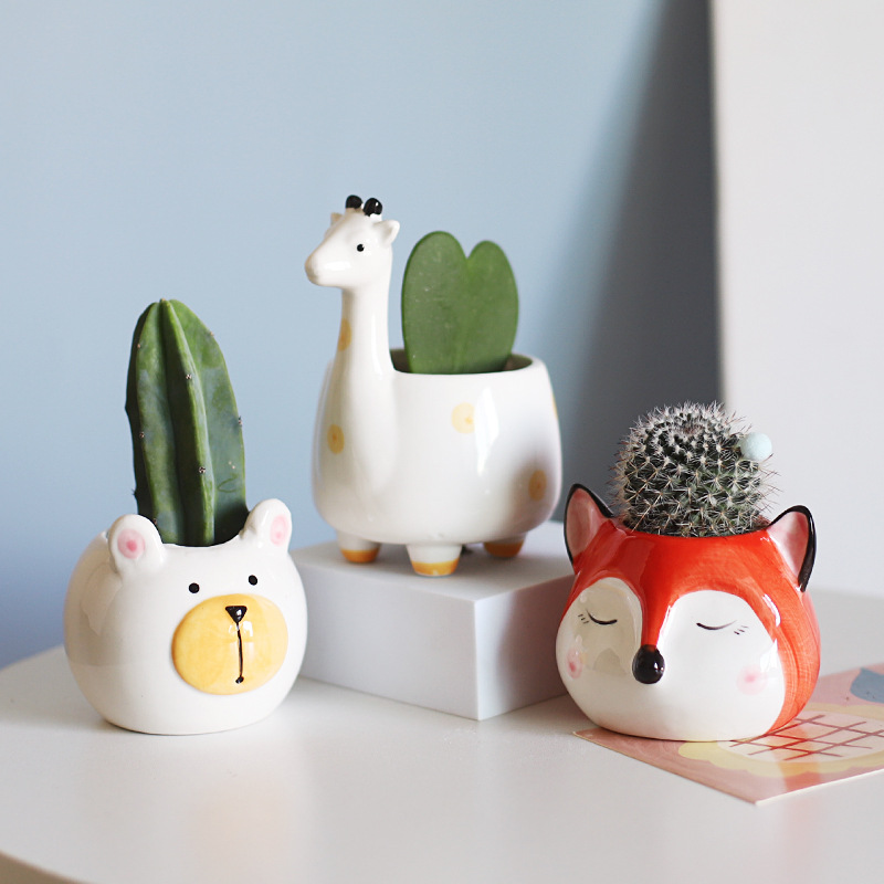 Creative cartoon character succulent small pot cute desktop personalized home decor boutique art decor
