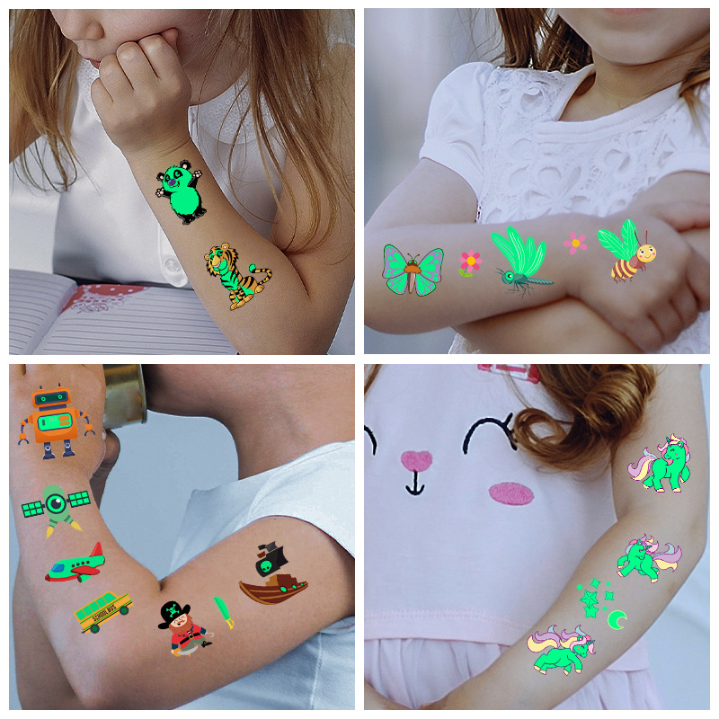 Children's Cartoon Luminous tattoo Sticker Waterproof Temporary Cute Dinosaur Unicorn Mermaid tattoo tattoo Sticker