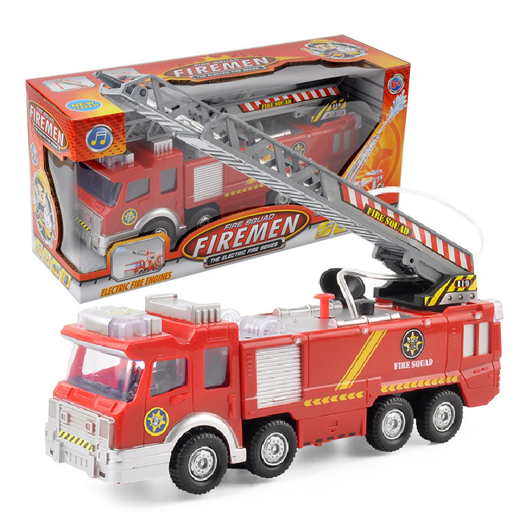 Children's electric universal water spray fire truck puzzle simulation model light music boy's birthday gift stall