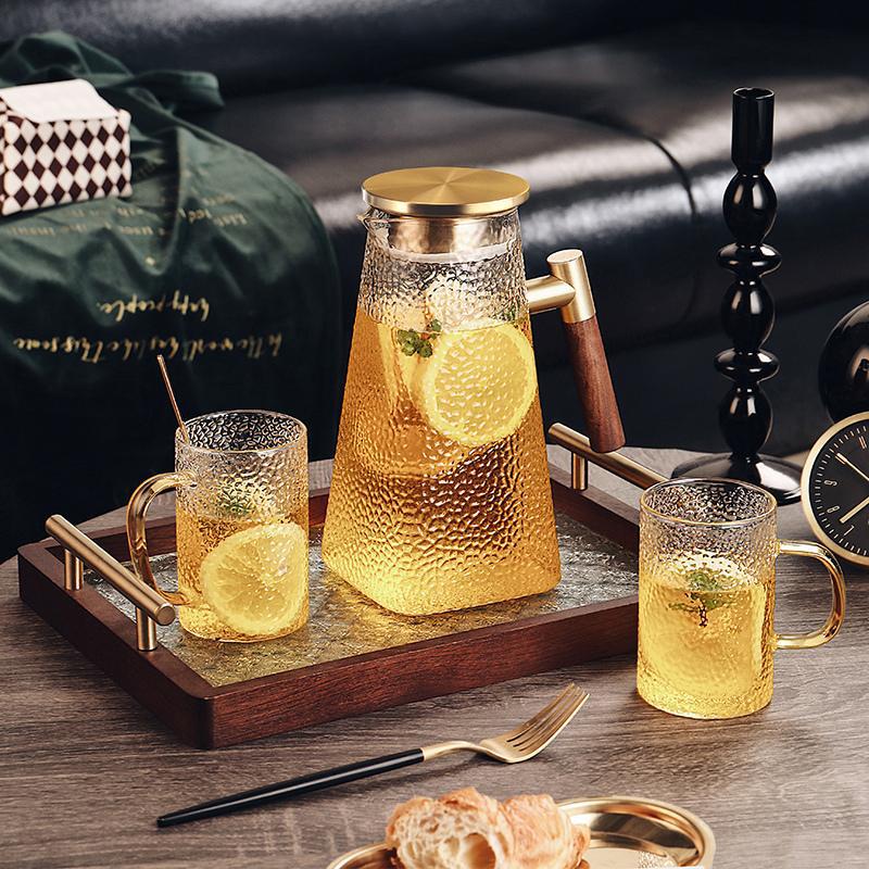 Cold water bottle glass high temperature resistant high color value water container cold water cup large capacity fruit teapot water bottle refrigerator household