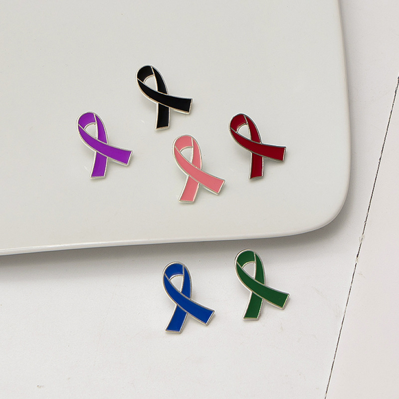 Pink Ribbon brooch black green red purple blue red ribbon badge Guardian activity promotional supplies