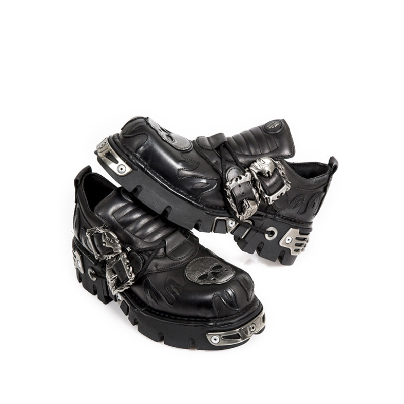 Men's and women's retro rock shoes 2022 new dark punk leather shoes metal niche low-top platform shoes