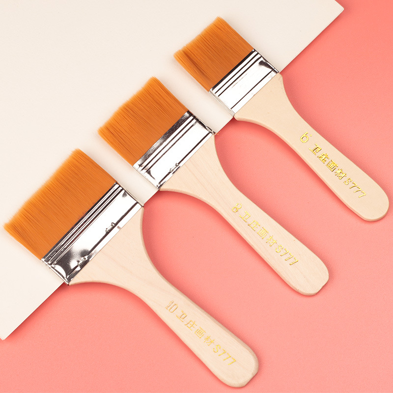 Nylon wool board brush painting brush oil painting paint wooden handle brush art brush children's oil painting brush nylon brush