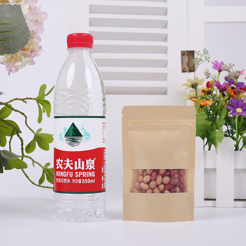 Spot frosted transparent kraft paper bag window moisture-proof food dried fruit packaging bag tea sealed packaging paper bag