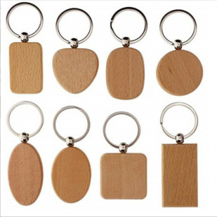 18 spot wood can be laser lettering personality key chain small gift beech wood Wood key chain