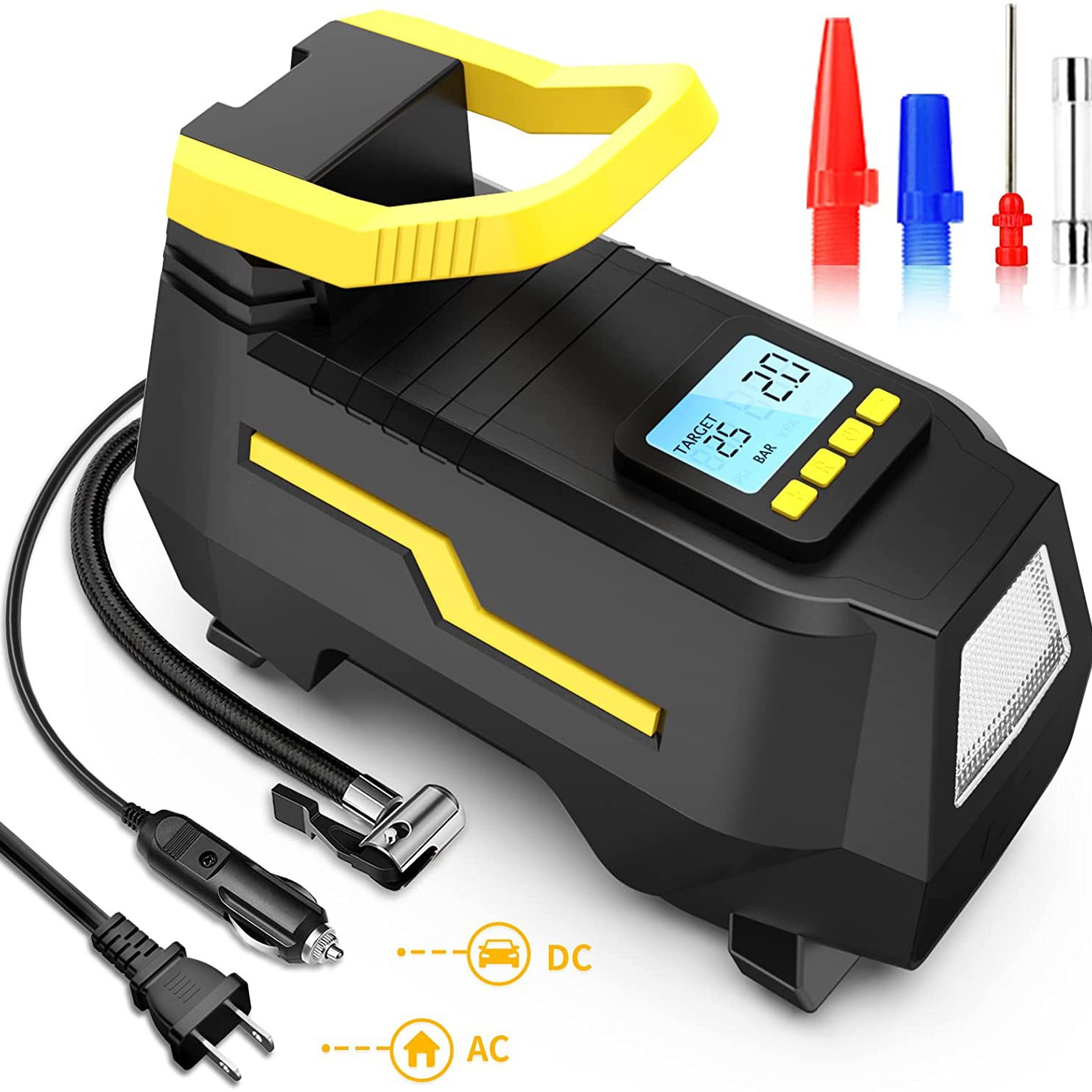 Car inflator AC/DC dual-use 12v electric inflator portable dual-cylinder tire car inflator