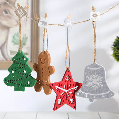 New Christmas Gingerbread Man Felt Pendant Creative DIY Christmas Tree Snowflake Christmas Decoration Non-woven Hanging Ornaments