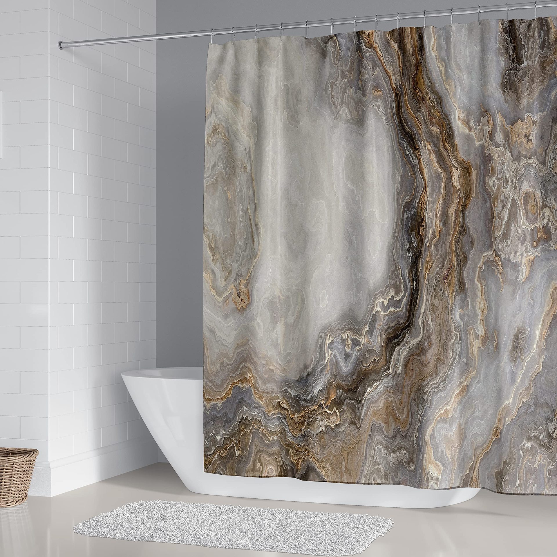 Marble digital printing shower curtain waterproof shower curtain four-piece bathroom curtain thickened cross-border Amazon wholesale