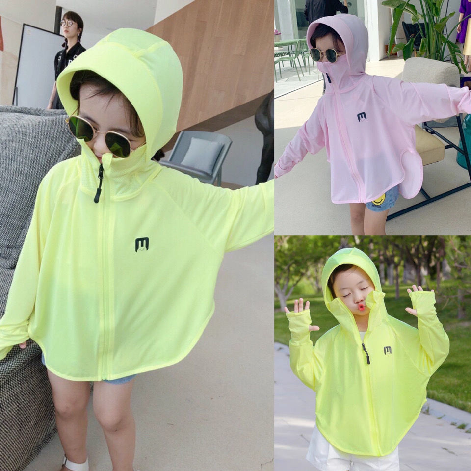 Children's Sunscreen Clothing Summer Hooded Sunscreen Clothing Ultraviolet Protection Thin Ice Silk Children's Sunscreen Clothing Baby Air-conditioning Shirt - ShopShipShake