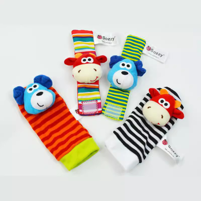 SOZZY Baby Rattle Watch with Socks Newborn 0-6 Month Baby Bracelet Early Education Toy Set Box Set