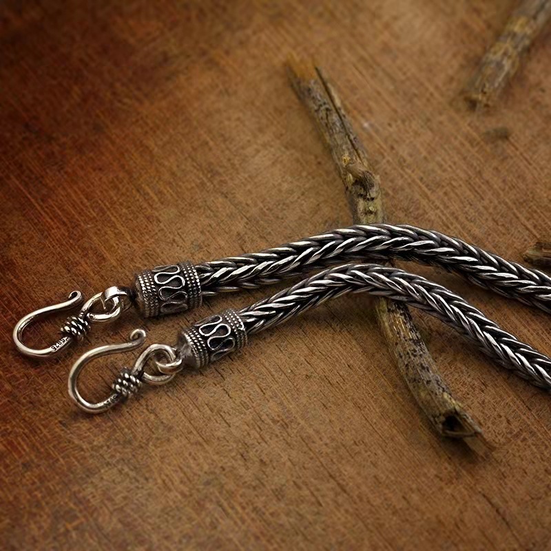 Papas men's bracelet fashion classic square keel pure woven lucky retro simple hemp rope chain cross-border style
