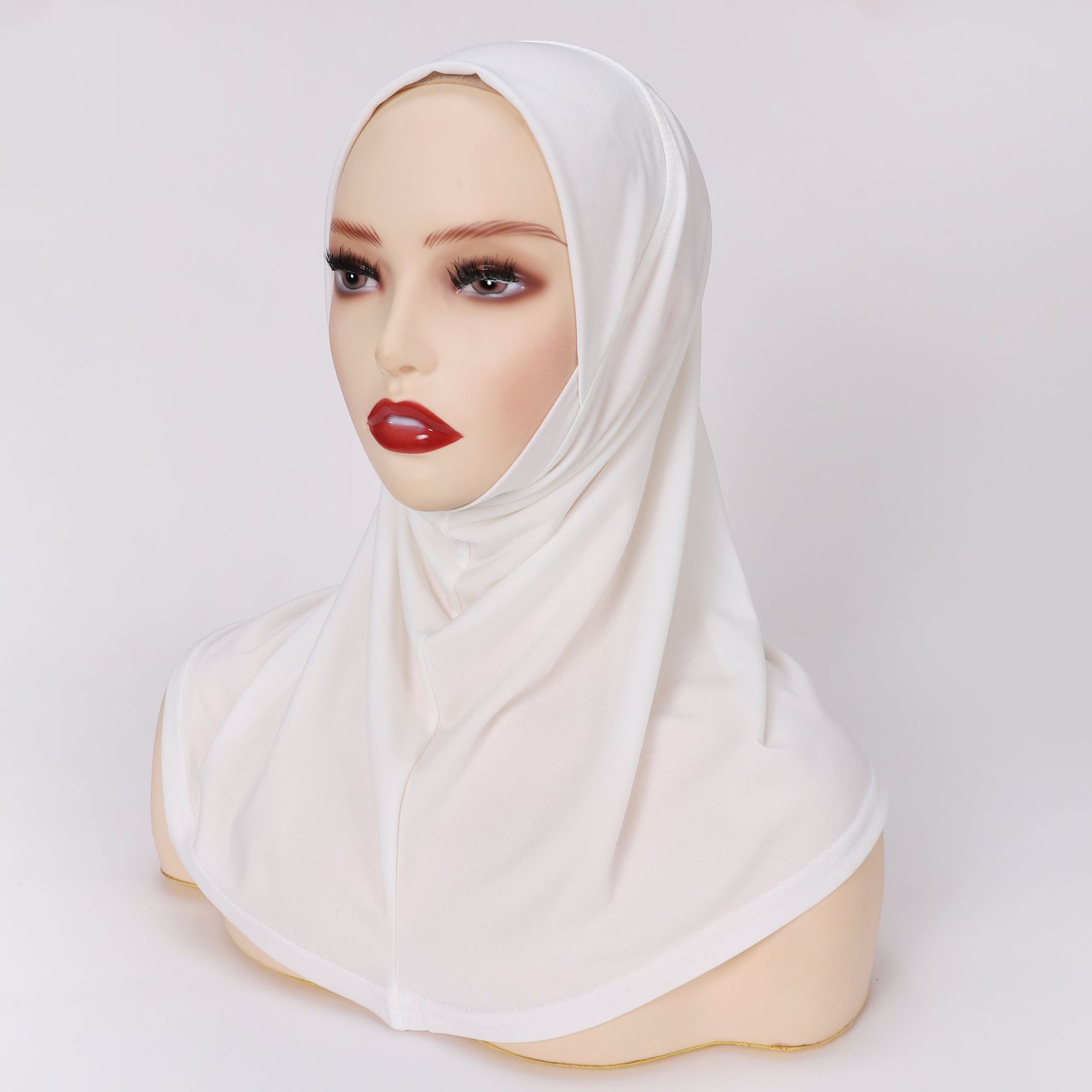 跨境水晶麻頭套式打底帽純色回族馬來西亞套頭簡約百搭頭巾hijab