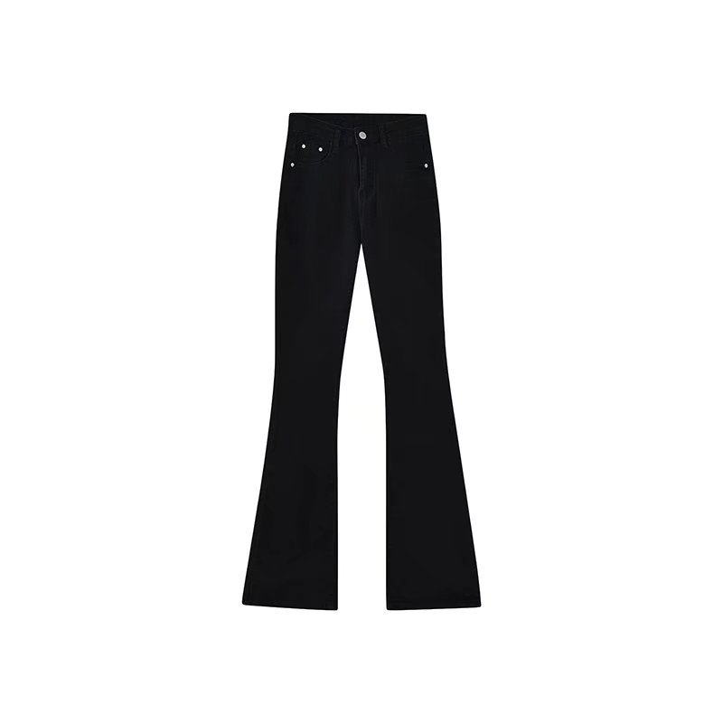 Micro-La Jeans Women's 2024 New Spring and Autumn High Waist Slimming Tight Little Black Horseshoe Flare Pants