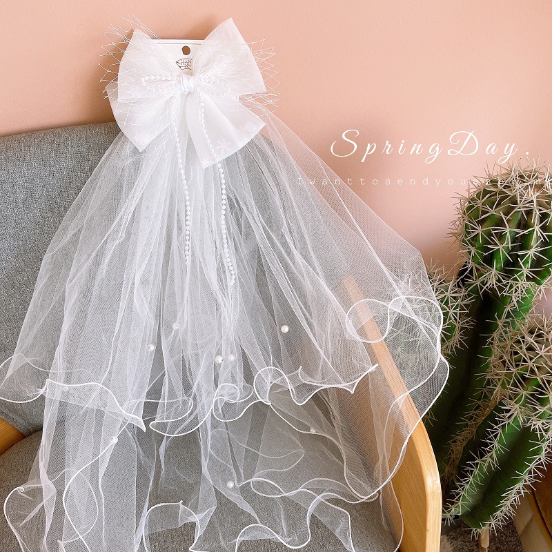 Korean Children's Soft Cute Head Yarn Princess Sequin Embroidered Bow Photo Hairpin Girls' Baby Dressed Yarn Hairpin