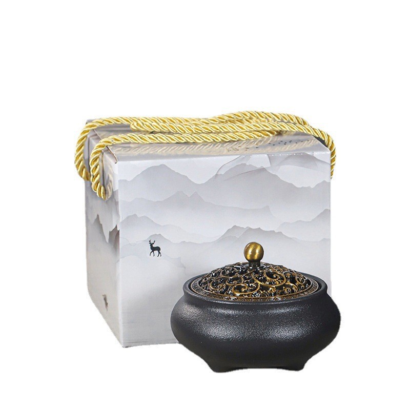 Incense burner ceramic spray glaze stoneware incense home small sandalwood incense burner manufacturers a generation of cross-border color box packaging