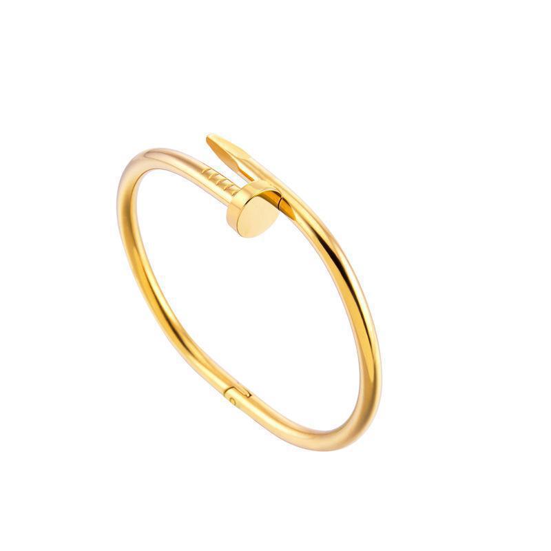 European and American hot sale simple personality men and women fashion nail bracelet cross 18K Gold Open couple bracelet factory direct sales