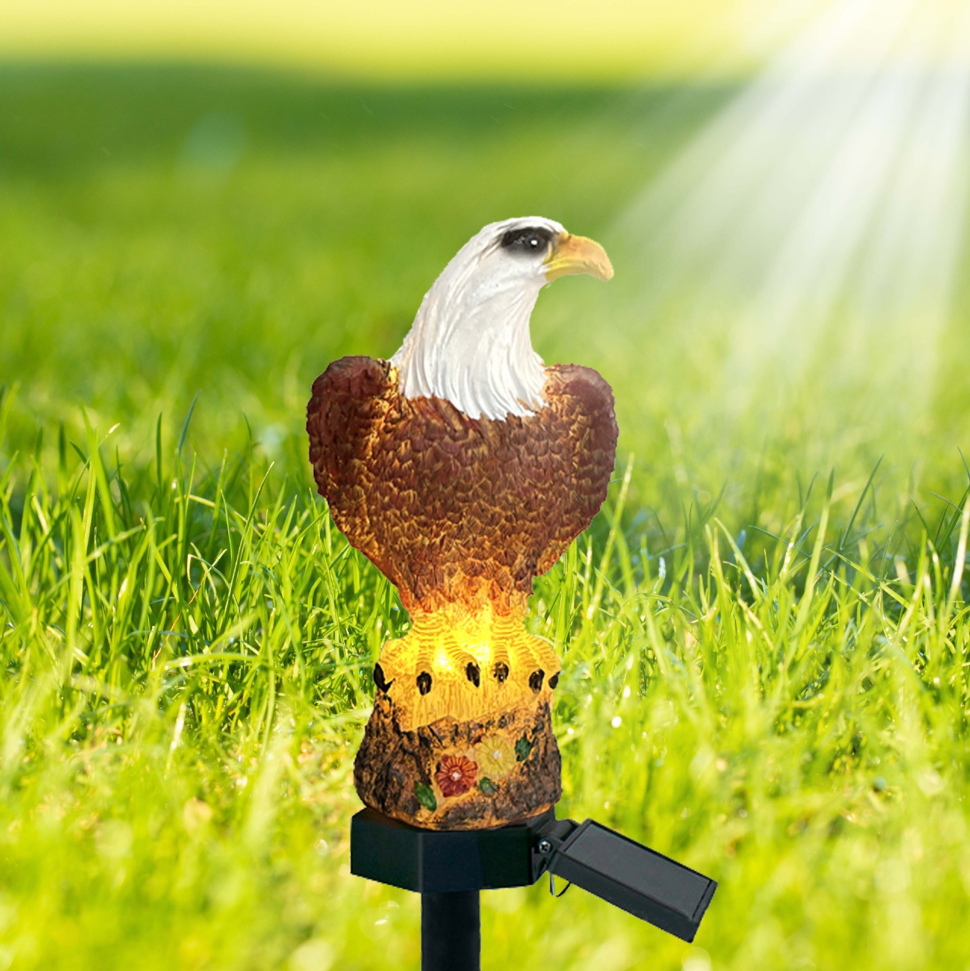 Hot sale solar resin Eagle lawn lamp outdoor waterproof garden ground lamp garden decoration landscape lamp