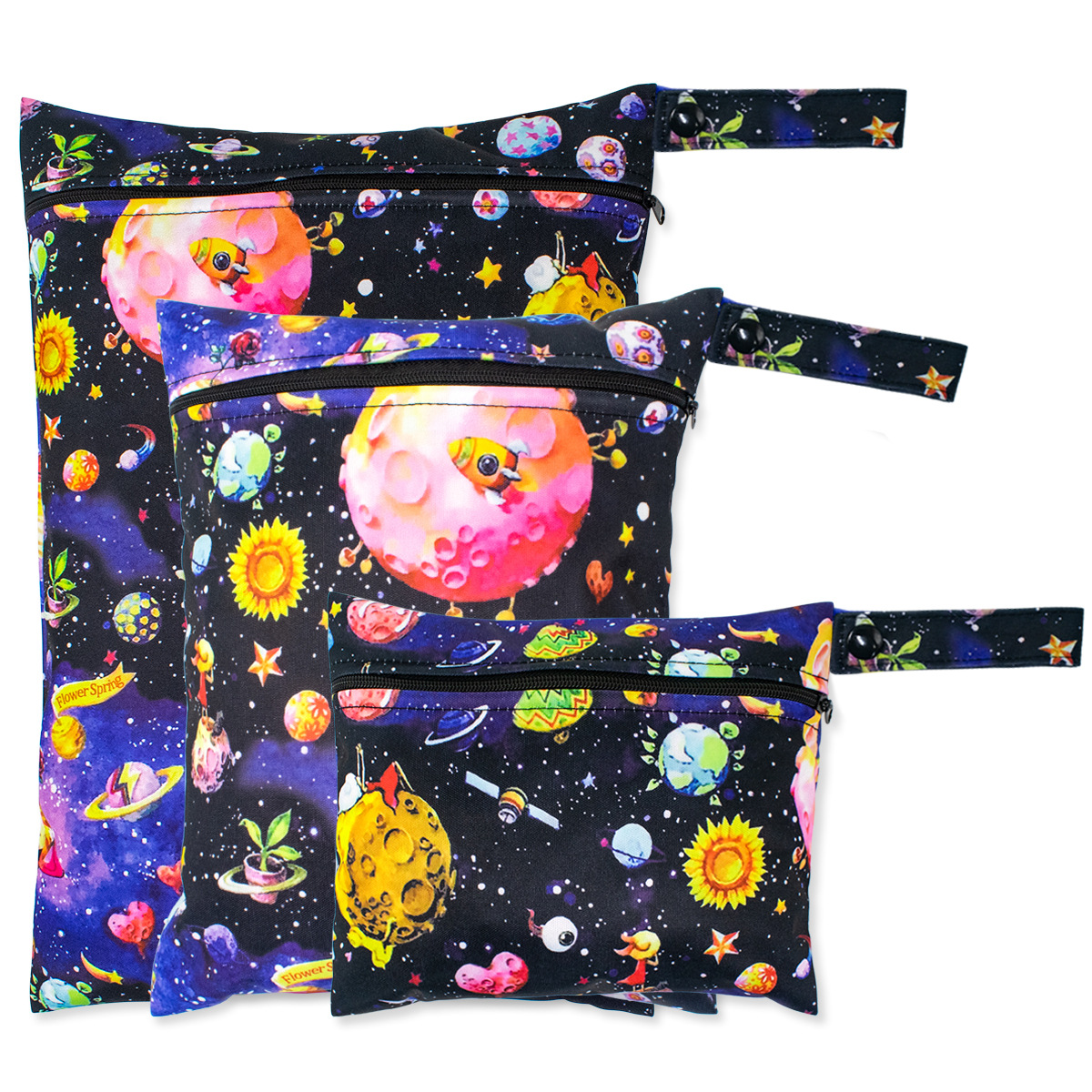 Cross-Border single zipper single pocket waterproof storage bag wet and dry baby washable diaper bag factory wholesale