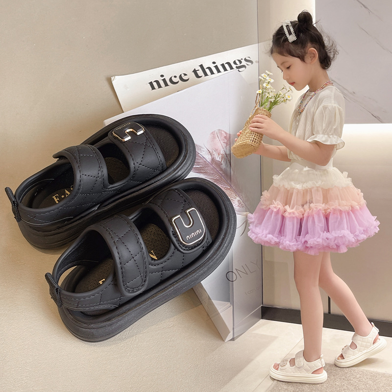 Children's Girls' Sports Sandals 2024 Summer New Arrival Casual Boys Children's Velcro Open Toe Beach Shoes with Soft Sole