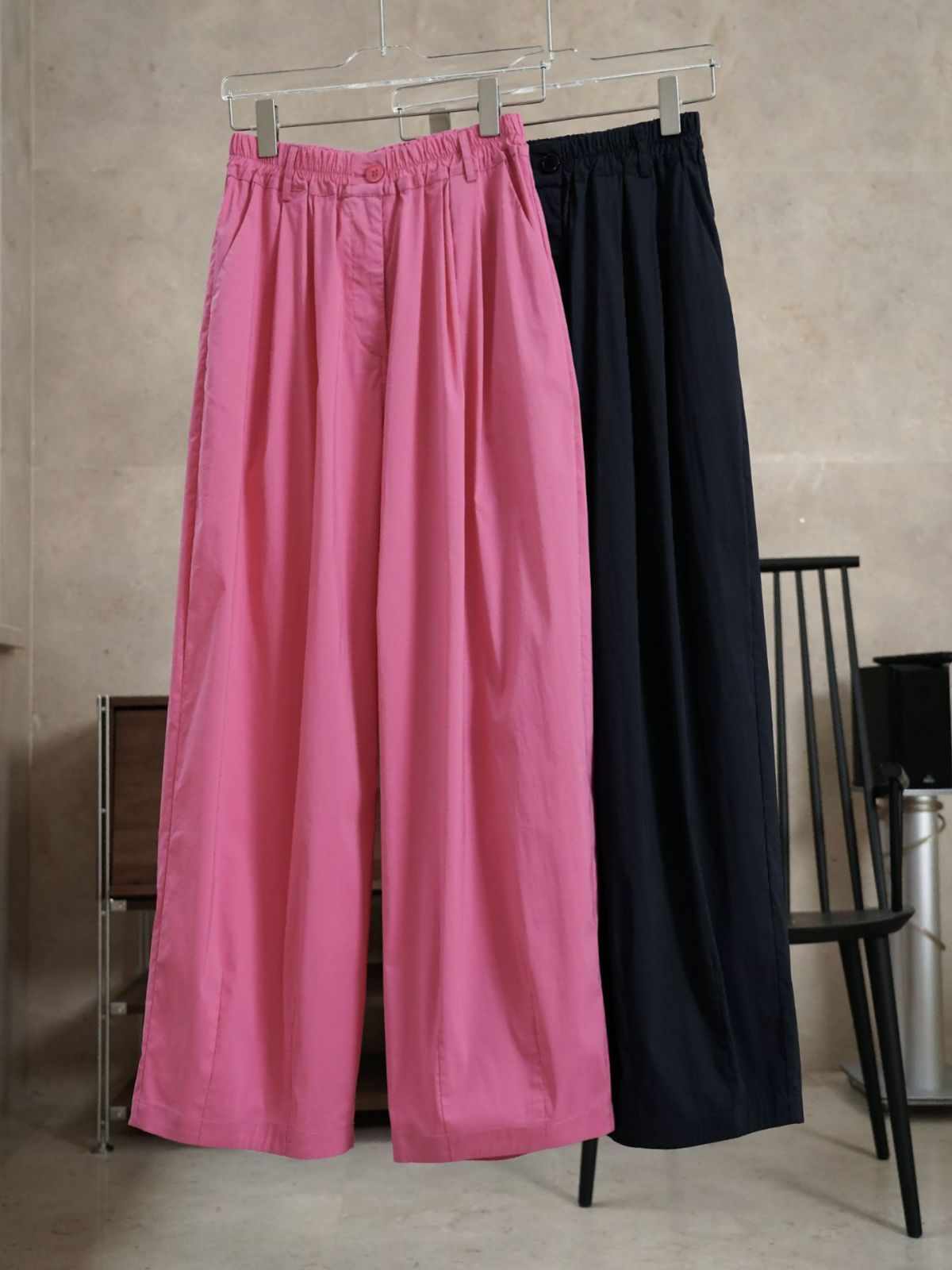 Lou Fu Summer New Japanese Style Simple Fashionable Wide Leg Casual Pants Loose Profile High Waist Slimming Thin Pants for Women
