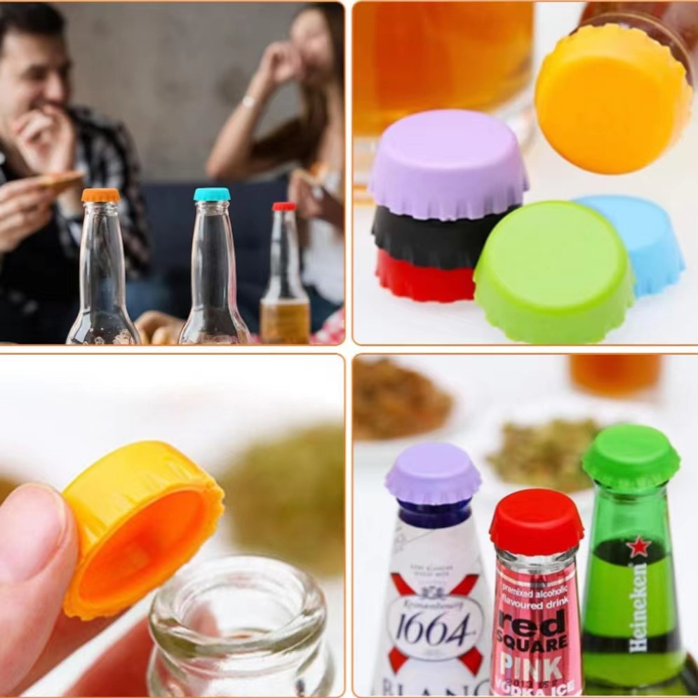 Amazon Hot Sale Silicone Wine Stamper Reusable Beer Wine Seal Bottle Cap Beer Bottle Cap